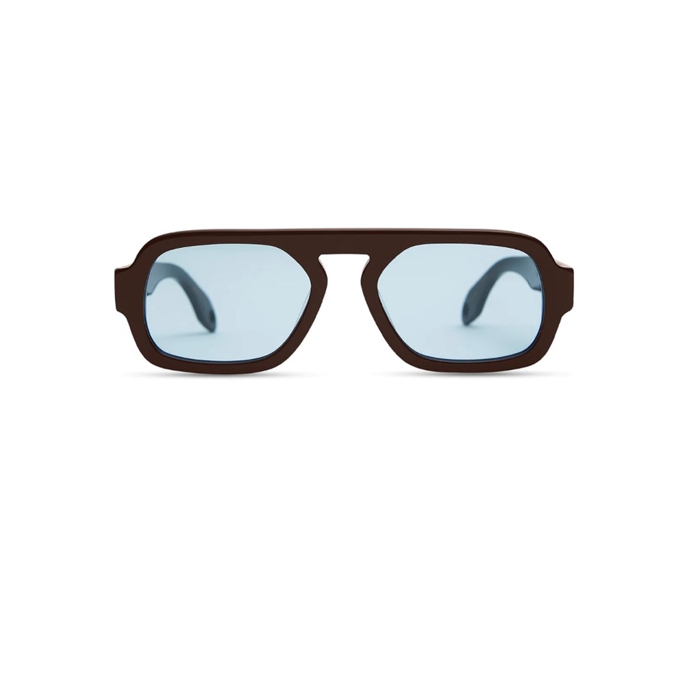 Elisa Johnson Jane Mini - Dark Brown Sunglasses with Blue Lenses